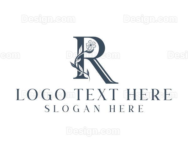 Elegant Floral Beauty Letter R Logo