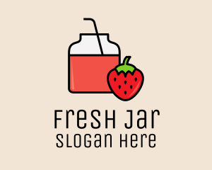 Strawberry Juice Jar logo design