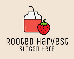 Strawberry Juice Jar logo design