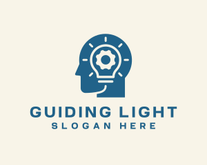 Cogwheel Light Bulb Head logo design