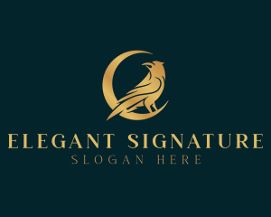 Elegant Raven Moon logo design