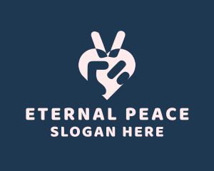 Peace Sign Heart  logo design