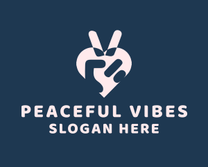 Peace Sign Heart  logo design