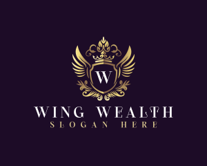 Floral Wing Shield logo design