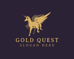 Gold Mythical Unicorn logo design