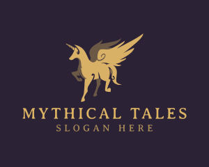 Gold Mythical Unicorn logo design