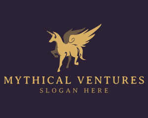 Gold Mythical Unicorn logo design