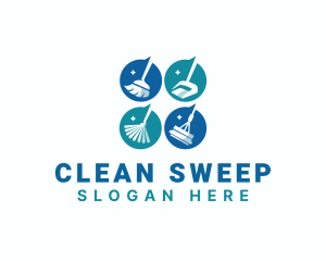 Cleaning Tools Mop Broom logo design