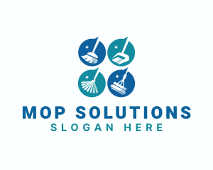 Cleaning Tools Mop Broom logo design