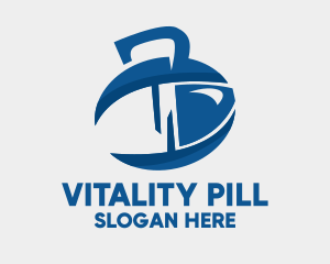 Kettlebell Fitness Pill logo design