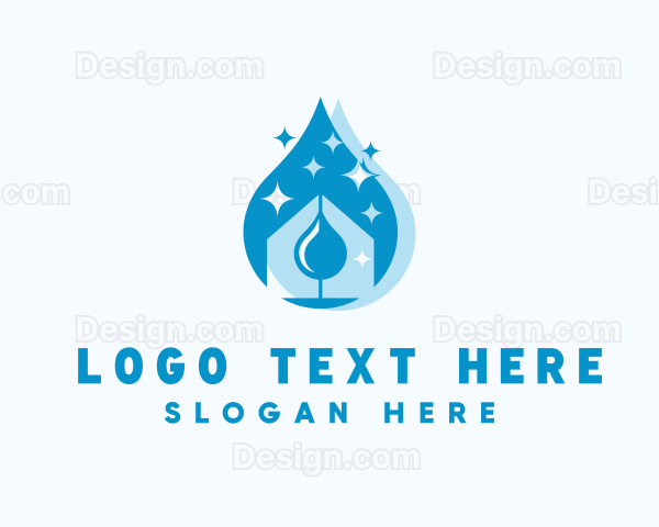 Water Droplet Home Cleaning Logo