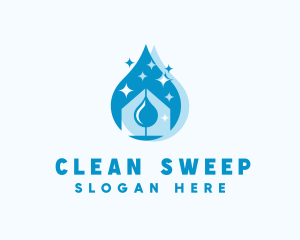 Water Droplet Home Cleaning logo design