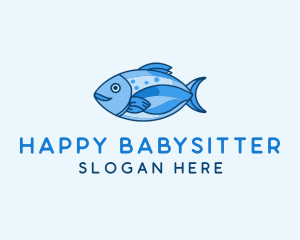 Blue Aquatic Sea Fish logo design