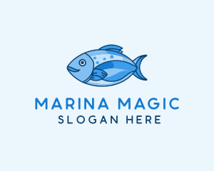 Blue Aquatic Sea Fish logo design