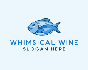 Blue Aquatic Sea Fish logo design