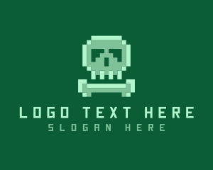 Pixelated Skull Bone logo