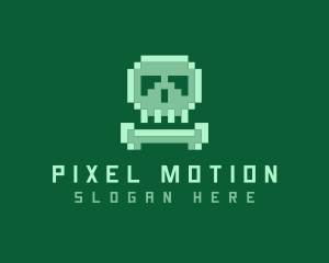 Pixelated Skull Bone logo design