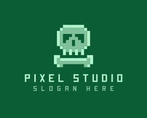 Pixelated Skull Bone logo design