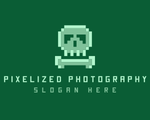 Pixelated Skull Bone logo design