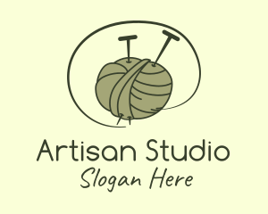 Knitting Needle Thread logo design