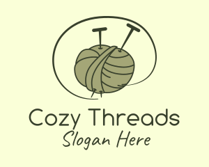 Knitting Needle Thread logo design