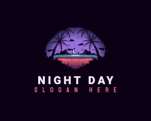 Night Ocean Beach logo design