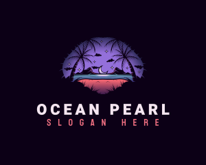 Night Ocean Beach logo design