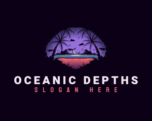 Night Ocean Beach logo design