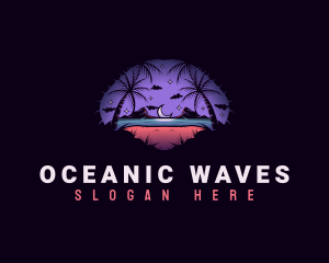 Night Ocean Beach logo design