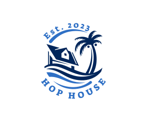 Tropical Palm Tree House logo design