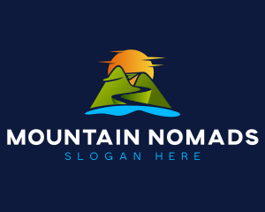 Paper Airplane Mountain Travel logo design