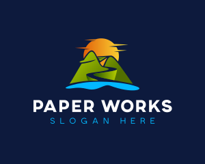 Paper Airplane Mountain Travel logo design