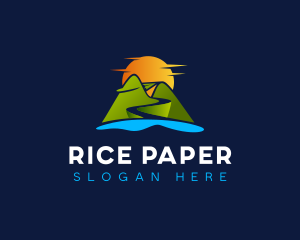 Paper Airplane Mountain Travel logo design