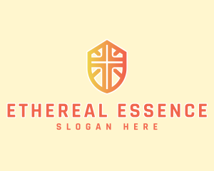 Religious Cross Shield logo design