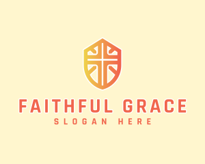 Religious Cross Shield logo design