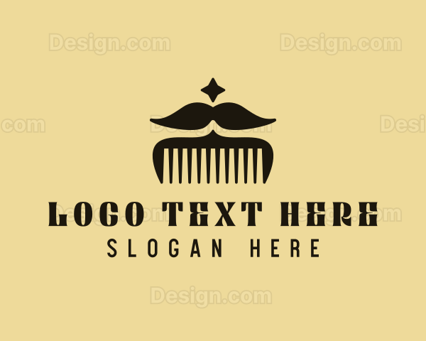 Mustache Comb Grooming Logo