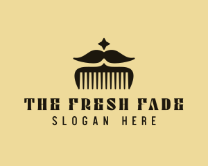 Mustache Comb Grooming logo design