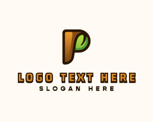 Organic Leaf Letter P logo