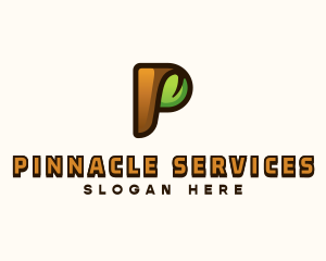 Organic Leaf Letter P logo