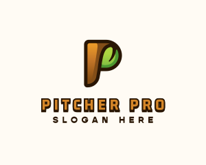 Organic Leaf Letter P logo design