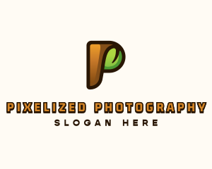 Organic Leaf Letter P logo design