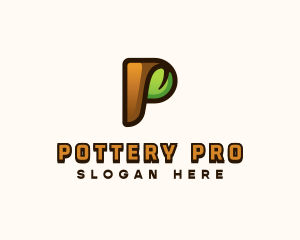 Organic Leaf Letter P logo design