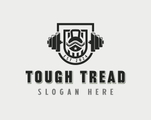 Barbell Bodybuilding Weightlifter logo design