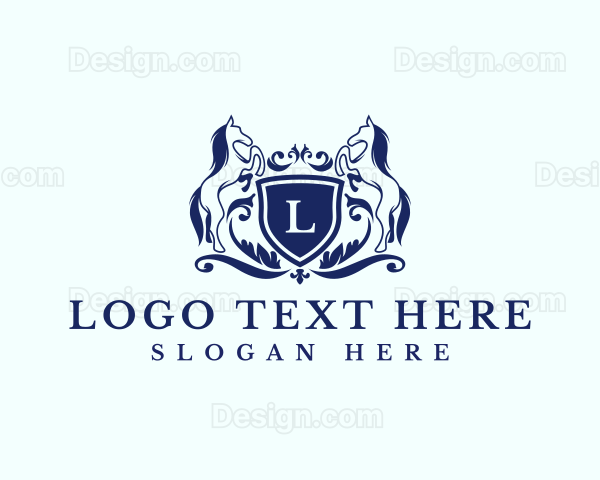 Elegant Ornate Shield Horse Logo