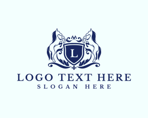 Elegant Ornate Shield Horse logo