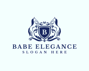 Elegant Ornate Shield Horse logo design