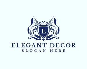 Elegant Ornate Shield Horse logo design