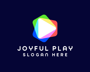 Play Button Rainbow logo design