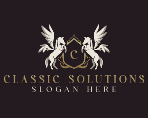 Classic Pegasus Crest logo design