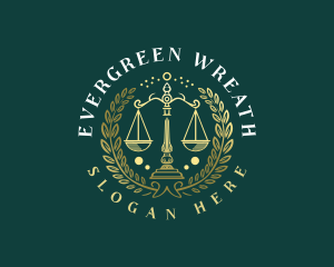 Law Scale Wreath logo design